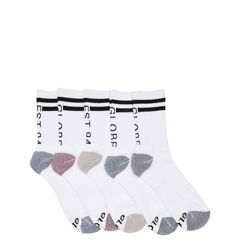 Globe Carter Crew Sock 5 Pack Chaussettes Homme, Blanc, Taille Unique