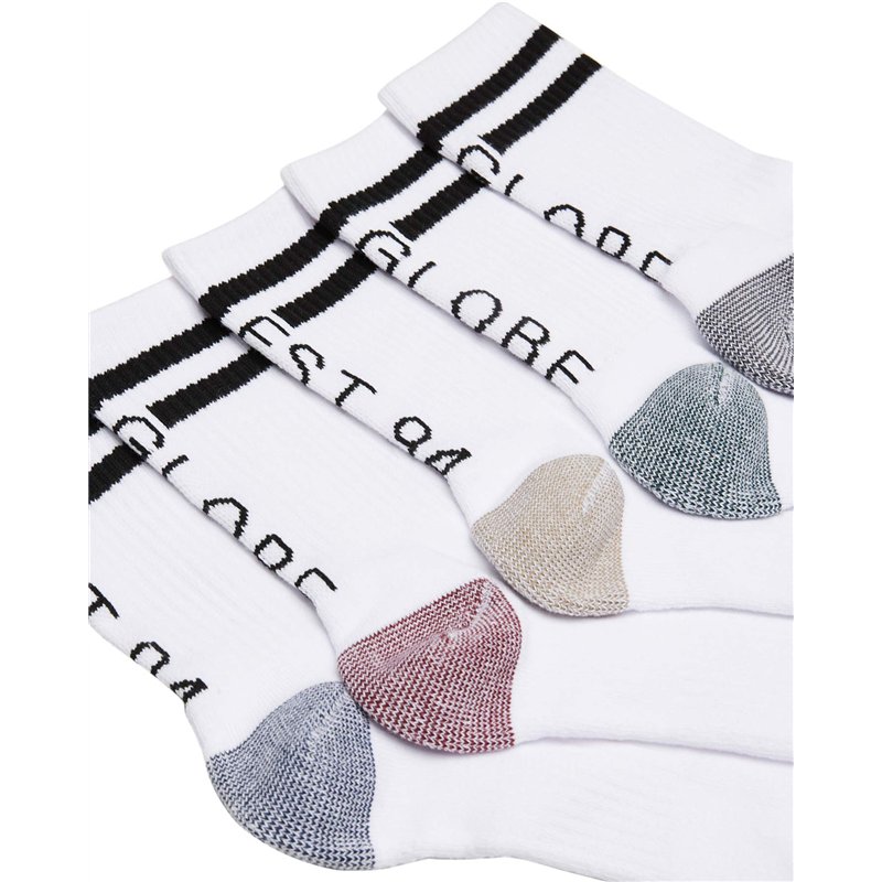 Image secondaire de Globe Carter Crew Sock 5 Pack Chaussettes Homme, Blanc, Taille Unique