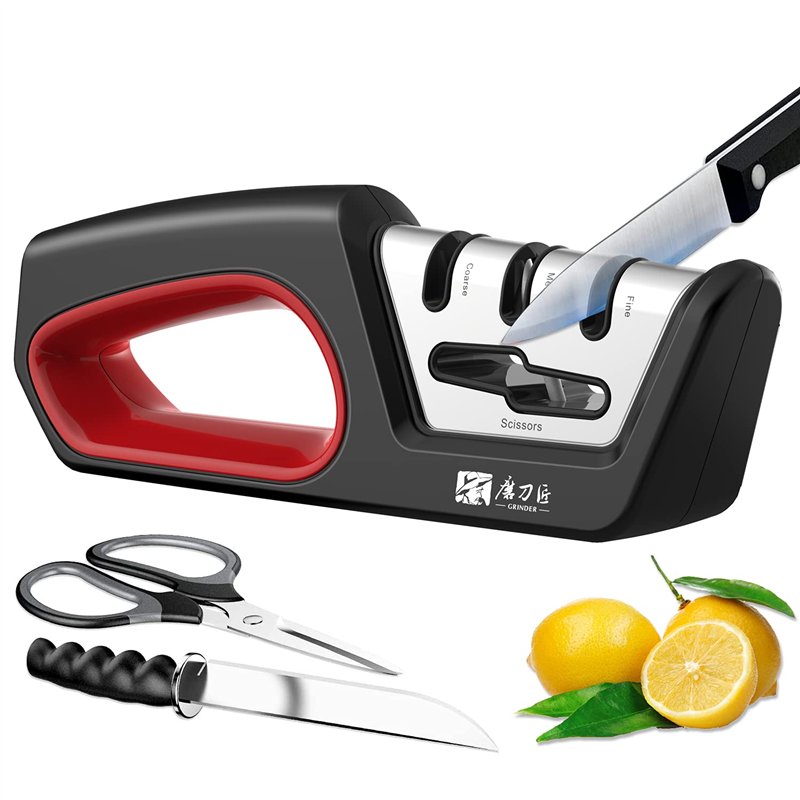KitchenProfessional Aiguiseur de couteaux 4 en 1 pour aiguiser les couteaux de chef, aiguiseur de couteaux de cuisine pour resta