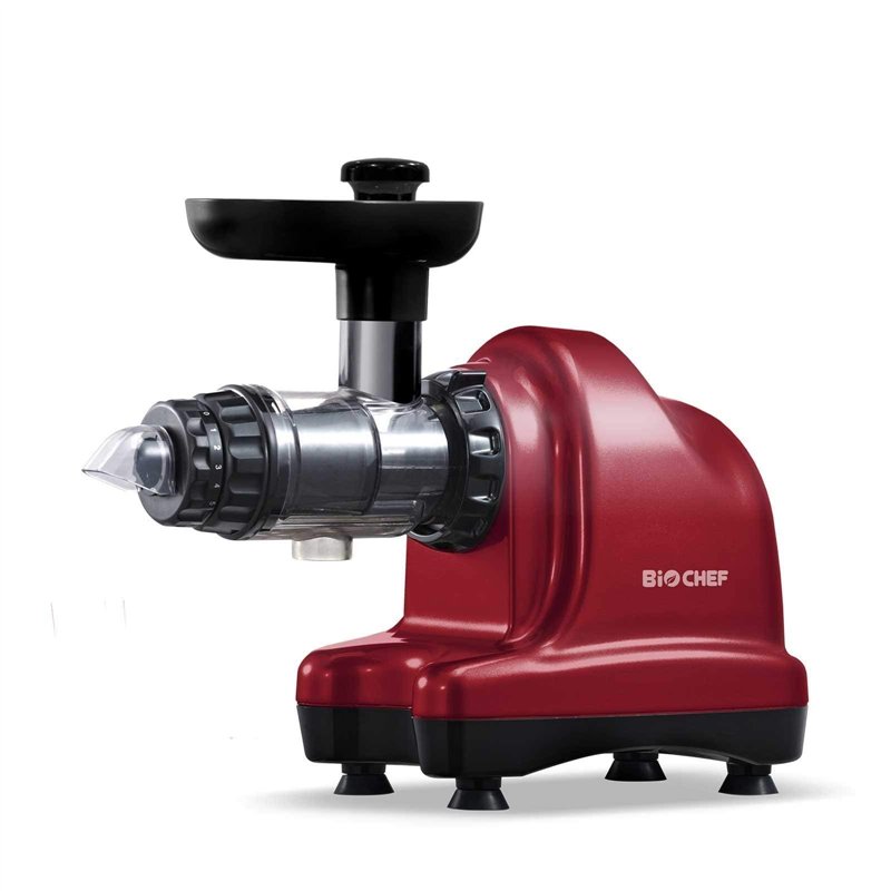 Extracteur de Jus BioChef Axis Cold Press Juicer - Extracteur Masticateur Horizontal pour Herbe de Blé, Fruits et Légumes avec 2