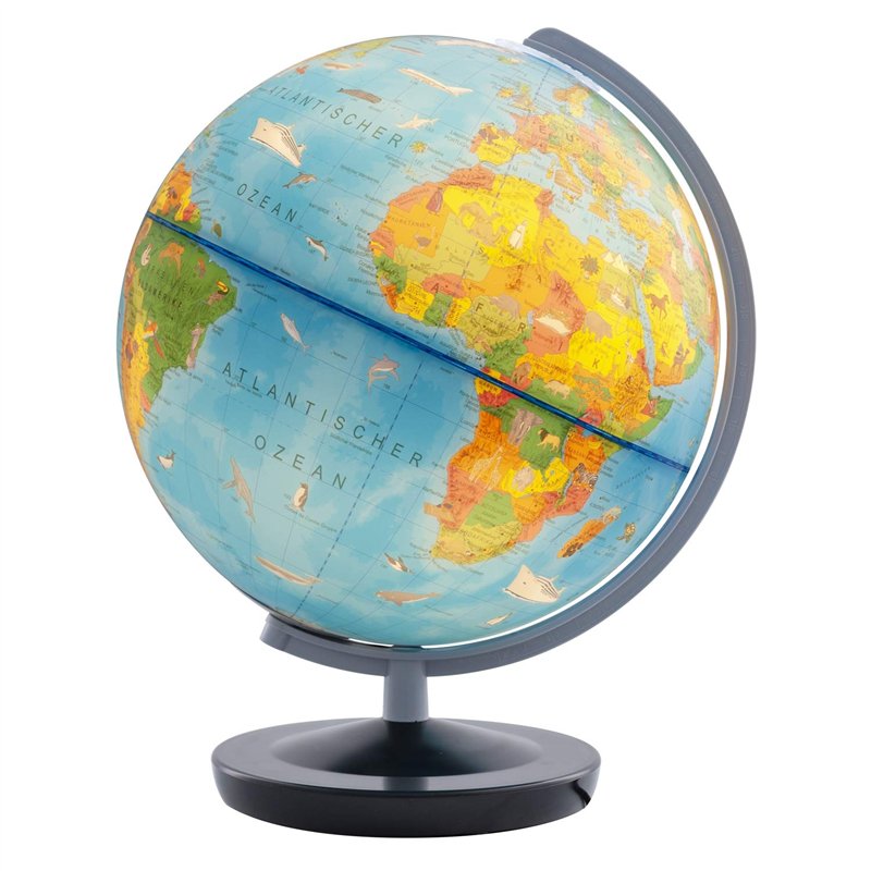Columbus Terra Globe terrestre lumineux, D 260 mm, pour enfants avec livret