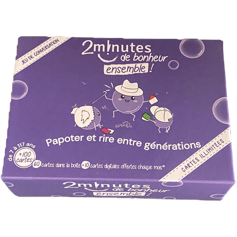 2 MINUTES DE BONHEUR ENSEMBLE ! | Jeu de questions intergénérationnel | Cartes illimitées ! | Pour famille, entreprise, amis