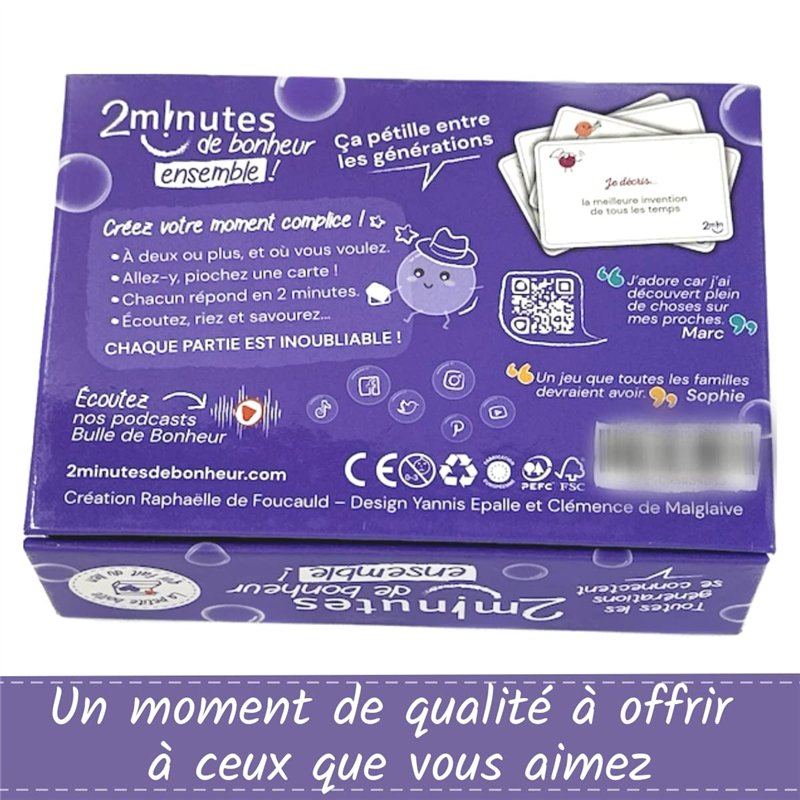 Image secondaire de 2 MINUTES DE BONHEUR ENSEMBLE ! | Jeu de questions intergénérationnel | Cartes illimitées ! | Pour famille, entreprise, amis