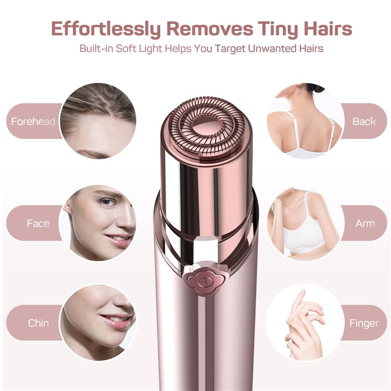 Image secondaire de Rasoir Electrique Femme- Gurelax, Rechargeable, 2 Têtes De Rechange Incluses, Épilateur Visage Femme, Indolore, Rasoir Visage, E