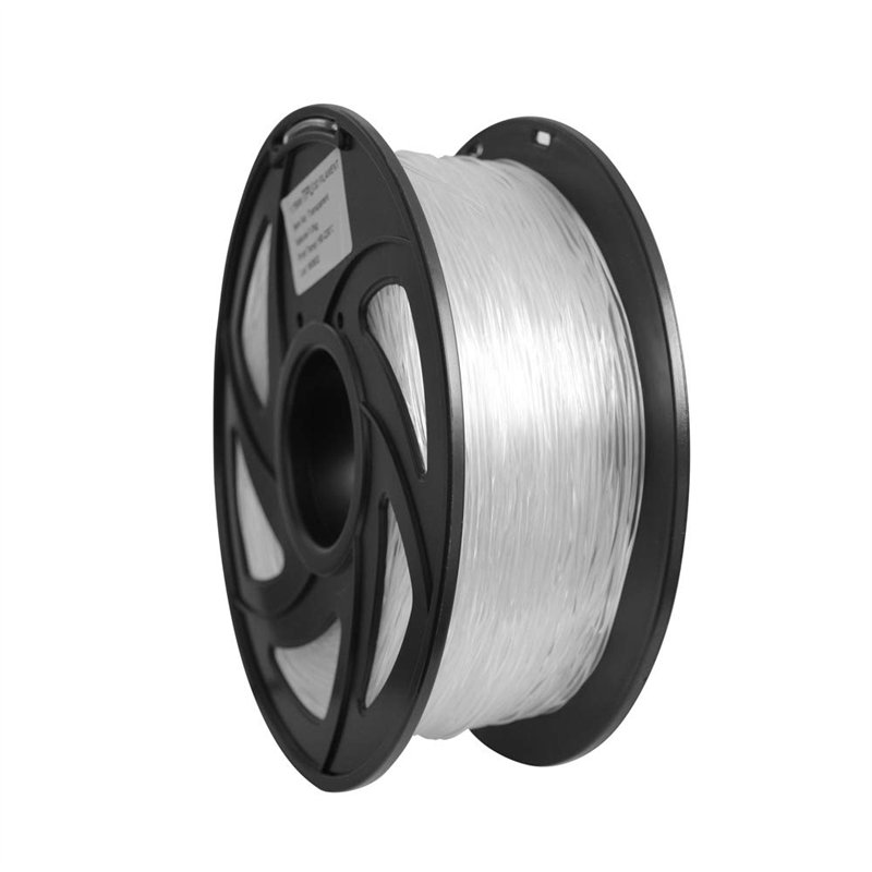 Filament pour imprimante 3D flexible en TPU 1,75 mm Couleur claire naturelle, Précision +/- 0,05 mm, Poids net 1 kg (Transparent