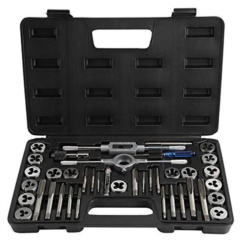 Lot de Tarauds et Filières M3 M4 M5 M6 M7 M8 M10 M12 avec Clés et Boîte de Rangement Portable Kit Tarauds à Goujure Filières de