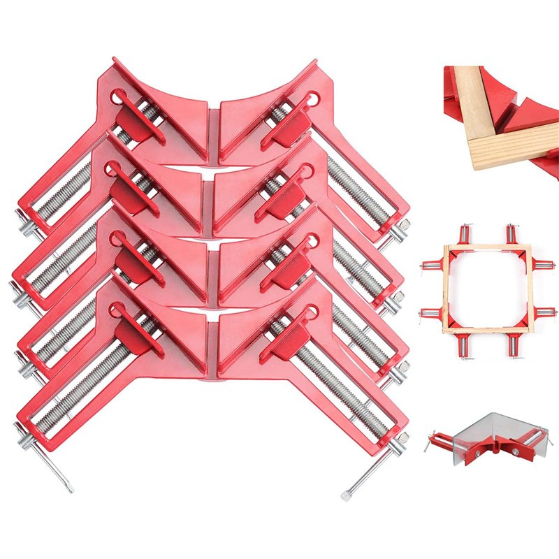 Litensh 4 PCS serre joints à angle droit de 90 degrés, serre joint angle droit pince angle droit presse cadre pour travail du bois