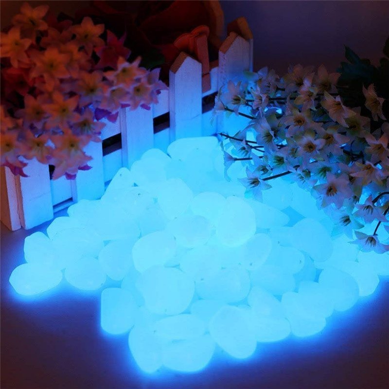 Image secondaire de Shalwinn Lot de 200 Pierres Lumineuses Bleues - Pierres décoratives pour Le Jardin, Les Routes, la décoration en Plein air, Les