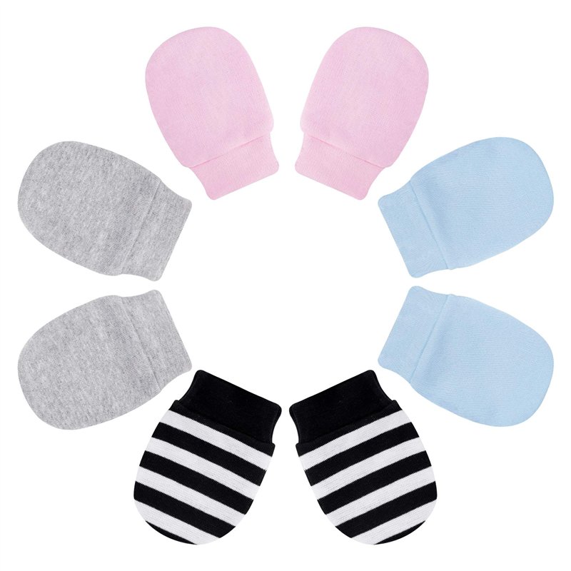 4 Paires de Bébé Gants Doux Ajustable Anti-Rayures Moufle Naissance pour Garçon Filles 0-6 Mois
