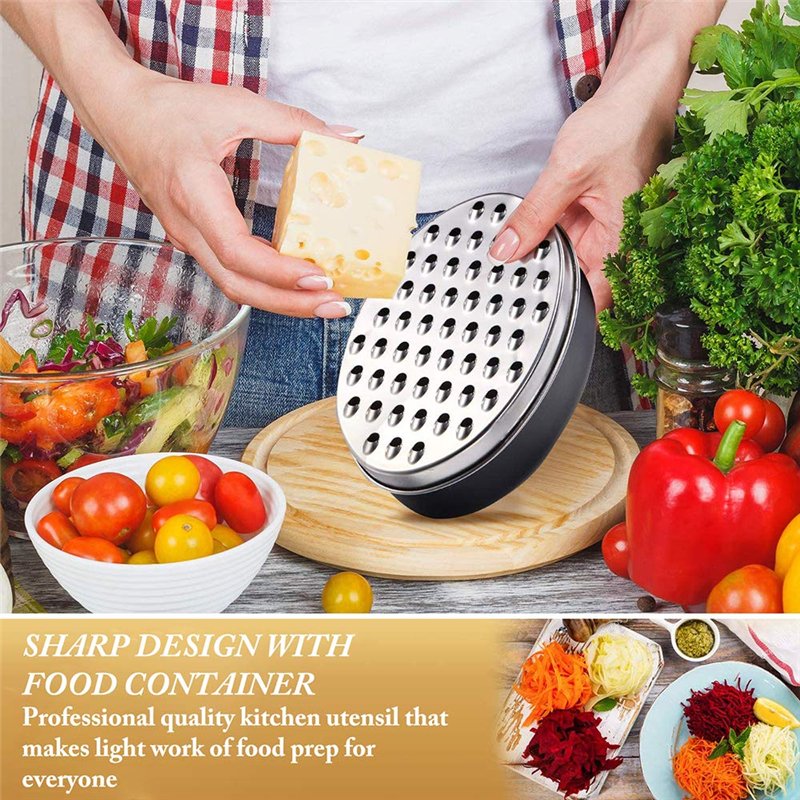 Image secondaire de Râpe à fromage avec récipient, râpe pour cuisine avec couvercle 2 tailles, broyeur à fromage, hachoir à légumes, râpe à gingembre