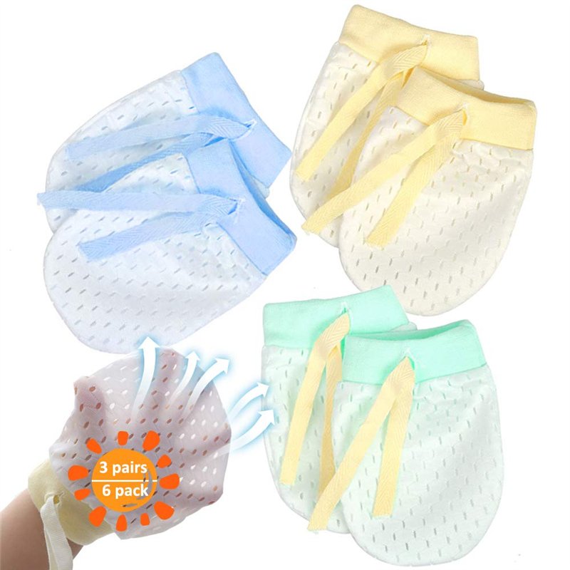 NOCHME Moufles Bebe Naissance Fille Garçon 0-3-6-12 Mois,3 Paires élasticité Réglable Mailles Respirantes Sans Gants De Bébé Nou