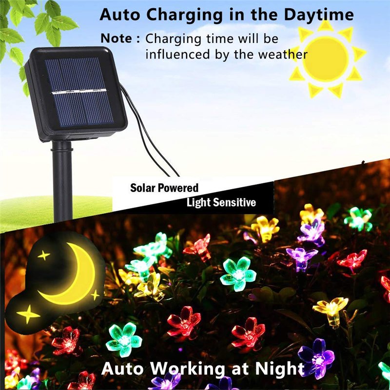 Image secondaire de DIWUJI Guirlande Lumineuse Solaire Jardin Exterieur, 7 M 50 LED Imperméable Lumières féériques Fleur Décor Festival Coloré Lumiè