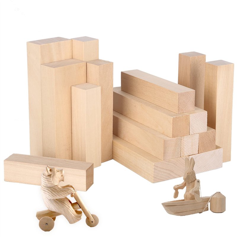 Viesap Tilleul Sculpture, 16PCS Blocs Sculpture En Bois Couleur Naturelle, Pour Enfants, Adultes, Débutants, Résistant à L'usure