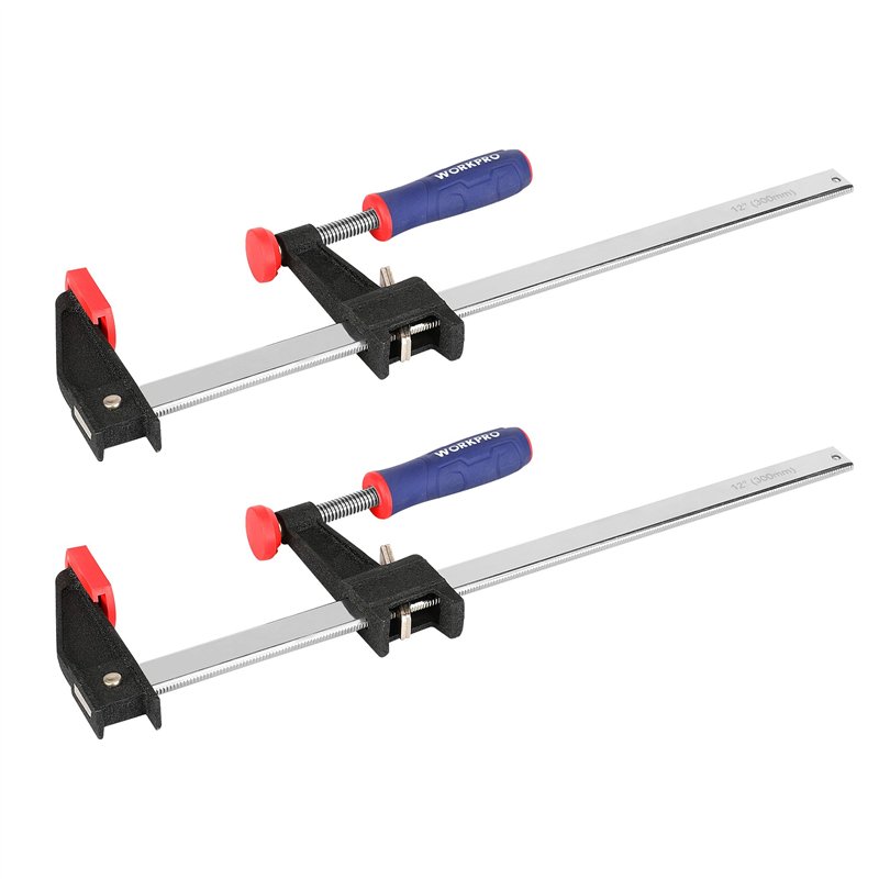 WORKPRO Jeu de Serre-joint Métallique à Libération Rapide 2 Pièces, Largeur de Serrage 300 mm, Force de Serrage Maximale de 272