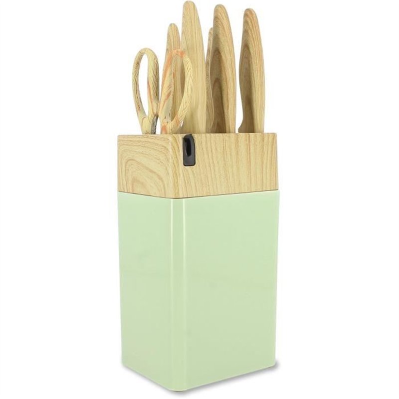 Bloc de couteaux 6 pièces - MENASTYL - 5041060 - Lame céramique - En polypropylène - Céladon