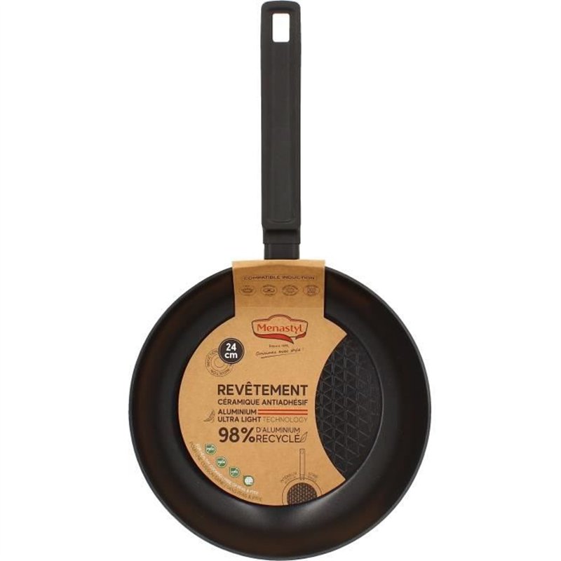 Image secondaire de Poele - MENASTYL - 6020636 - En aluminium forgé - 24 cm - Noir - Tous feux dont induction