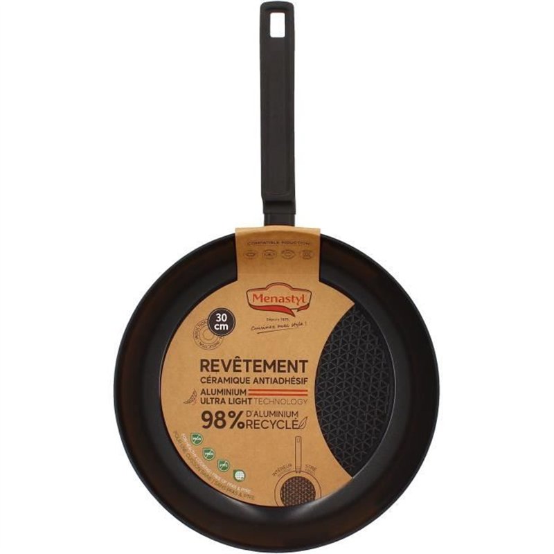 Image secondaire de Poele - MENASTYL - 6020639 - En aluminium forgé - 30 cm - Noir - Tous feux dont induction