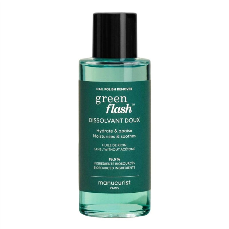 Manucurist Dissolvant Doux : Dissolvant Vernis Green Flash & Vernis à Ongles Green, Bio-Sourcé, Huile de Ricin : sans Acetone, C