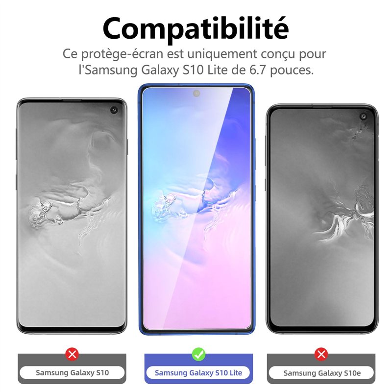 Image secondaire de NEW'C Lot de 3, Verre Trempé pour Samsung Galaxy S10 Lite, Film Protection écran efficace contre les Rayures - sans Bulles - Ult