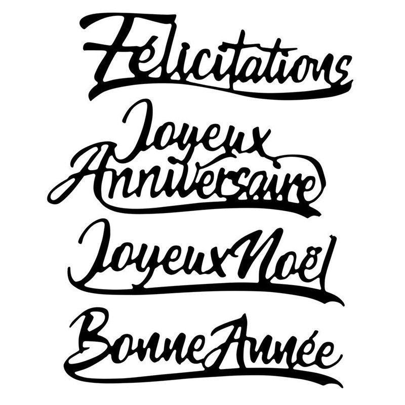 Ideen mit Herz Lot de 4 Matrices de découpe Lettres de vœux | Dies Scrapbooking | Félicitations, Joyeux Anniversaire, Joyeux Noë