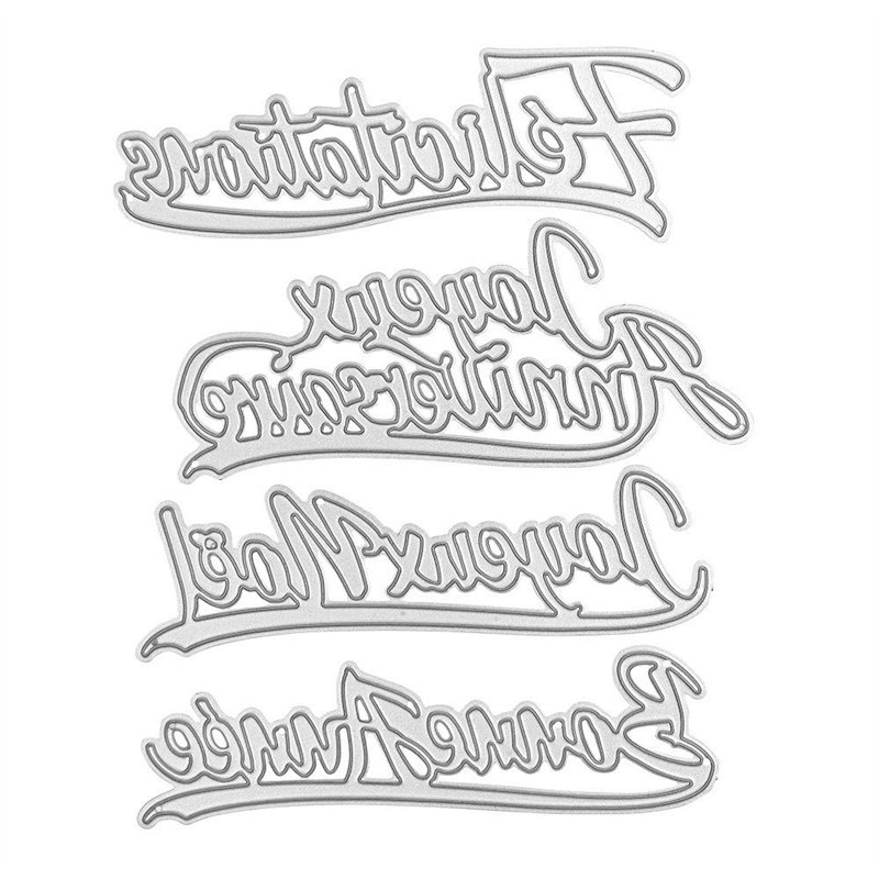 Image secondaire de Ideen mit Herz Lot de 4 Matrices de découpe Lettres de vœux | Dies Scrapbooking | Félicitations, Joyeux Anniversaire, Joyeux Noë