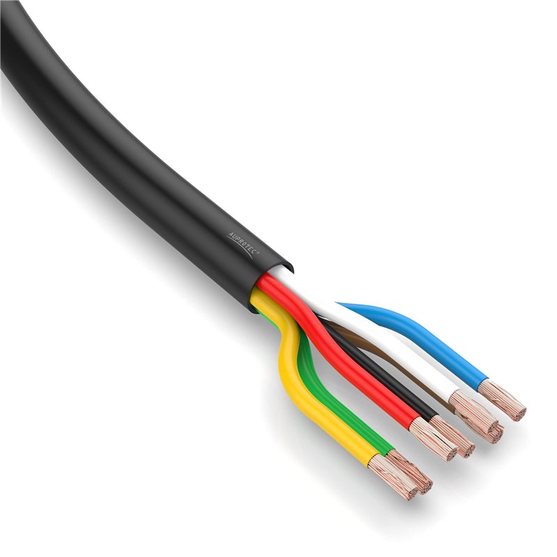 Auprotec Câble de véhicule 5 m - 7 x 1,0 mm² - Câble rond 7 fils - Câble électrique FLRYY - Pour remorque de voiture
