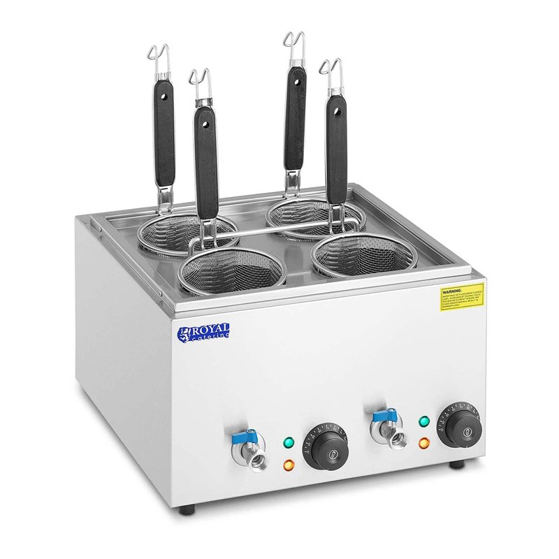 Royal Catering RC-0042 Cuiseur à pâtes cuiseur de pâtes cuiseur (4 paniers, Puissance : 3 000 W, Plage de température : 30 - 110