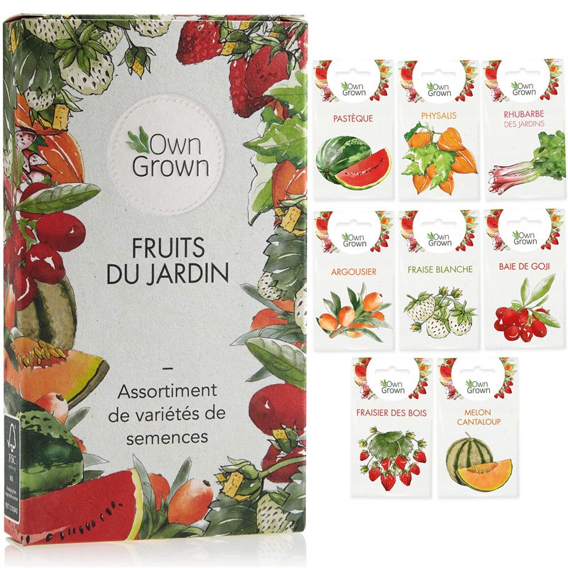 Ensemble de semences de fruits : graines potager de fruits de première qualité avec 8 variétés de plantes fruitières pour le jardin
