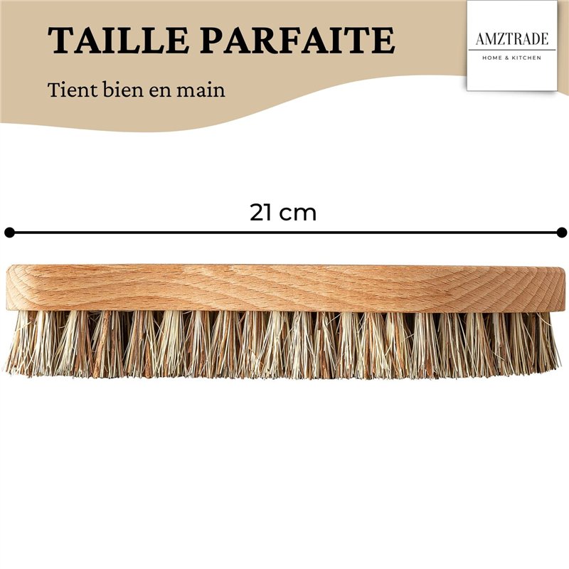 Image secondaire de FEINHOLZ® Brosses à récurer en Bois avec Poil Naturel Dur • Set économique de 2 pcs. • végétalienne et sans Plastique • Produit