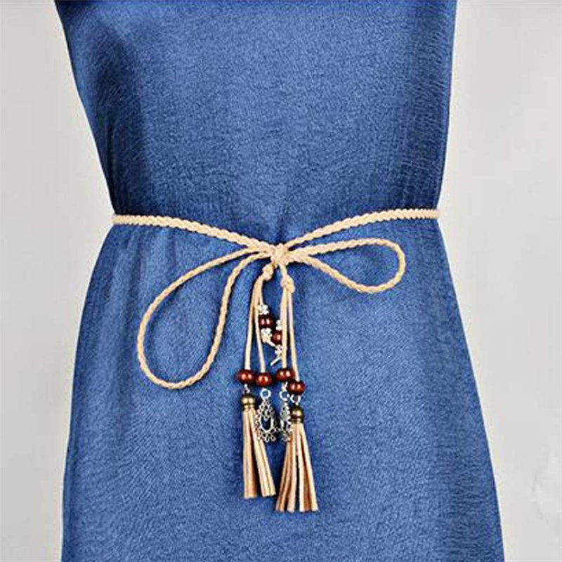 Image secondaire de BYFRI Taille Femmes corde avec pompons et perles à la main Ceinture pour dames Robe
