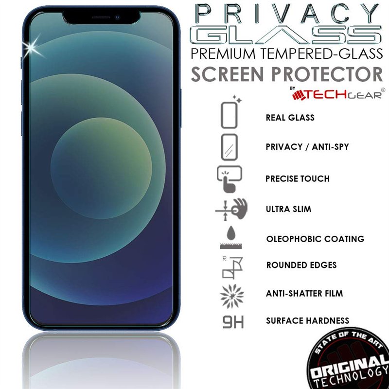 Image secondaire de TECHGEAR [2 pack] Protection Écran Anti Espion pour iPhone 12, iPhone 12 Pro - Protecteur d'Écran Verre de Confidentialité en Ve