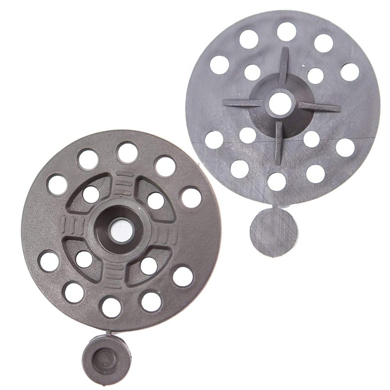 Toolty Rondelles en plastique - 100 pièces de 56 mm - Fixations d'isolation noires - Disques de serrage avec capuchons en plastique