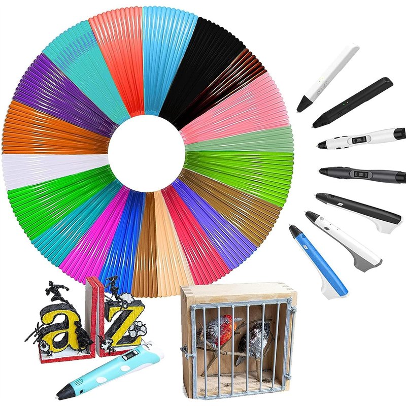 HENGBIRD Fil Stylo 3D Pla, Recharge Stylo 3D 1.75mm, 5M Chacun-3D Pen Filament 20 Couleurs pour Enfants et Adultes, Filament Acc