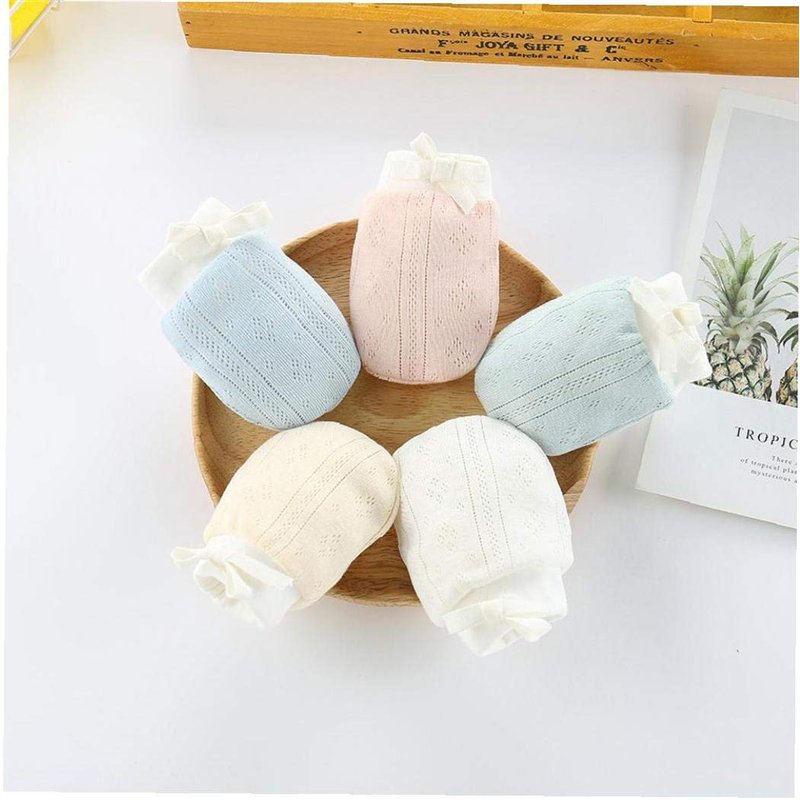 Image secondaire de Gants De Coton Nouveau-né Moufles Gratter Protection Du Visage Anti Scratching Gant Pour 0-6 Mois Bébé Garçons Filles (bleu)