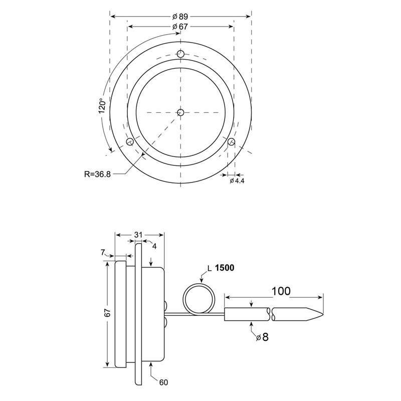 Image secondaire de REDPOINT PIROMETRO/thermomètre 0-600° Inox pour fours à pizza, barbecue, fours à bois, etc.