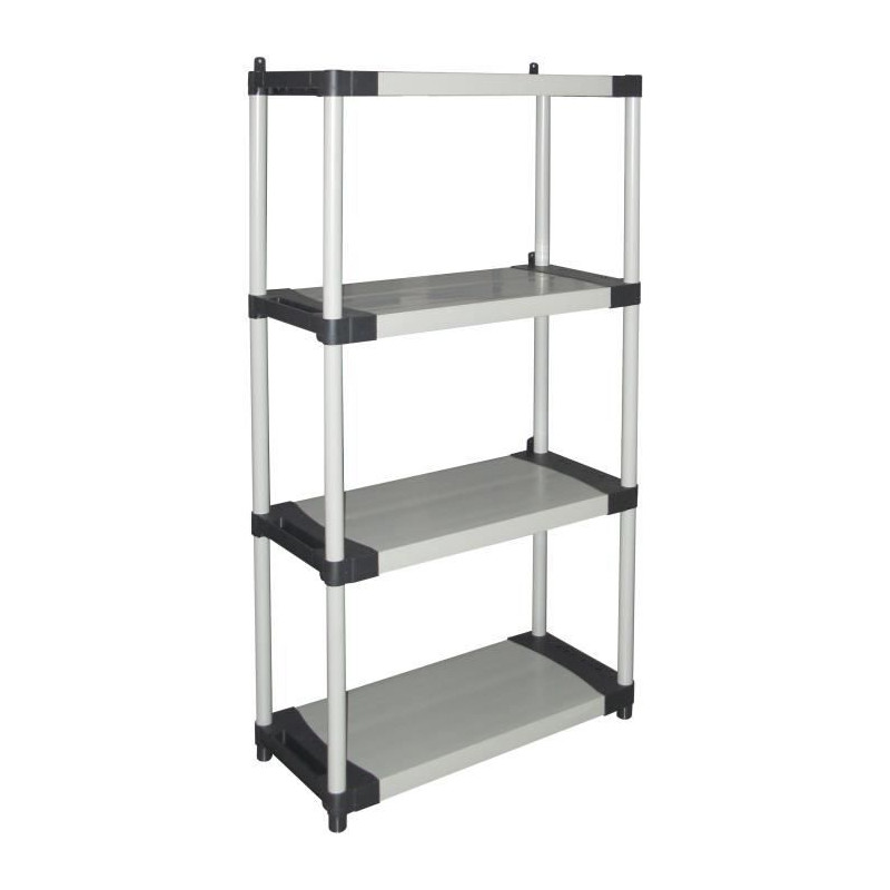 Étagere plastique - TOOD - 4 tablettes - Charge 80 kg par tablette - 80x40x168 cm - Noir/gris