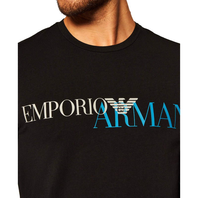 Image secondaire de Emporio Armani T-Shirt Homme 111035 0A516, Tee-Shirt Col Rond, Manche Courte (L, Noir/Logo Bleu)