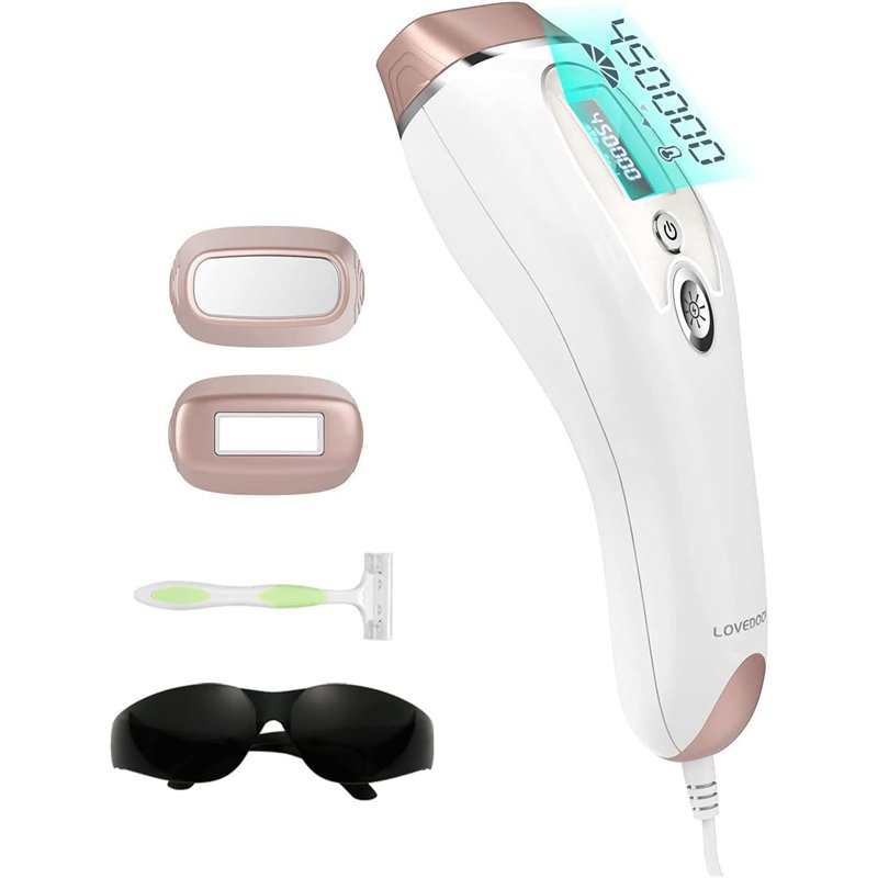 Épilateur Lumière Pulsée, 450,000 Flashes IPL Épilation Laser pour Femme et Homme, 2 Modes 5 Niveaux Épilateur Definitive Indolo