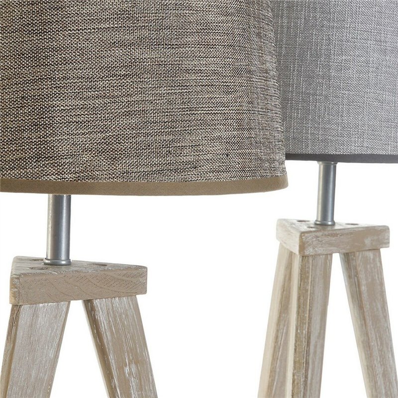 Image secondaire de Lampe de bureau DKD Home Decor Volet Gris Marron Lin 250 V 60 W Pin (30 x 30 x 57.5 cm) (2 pcs)