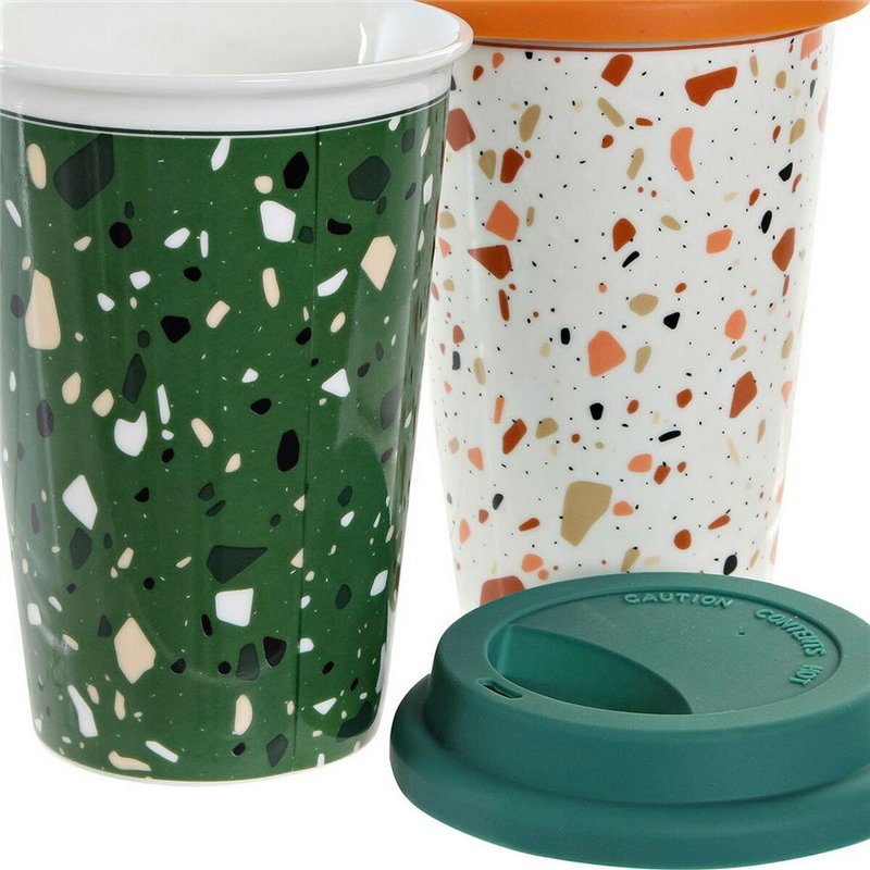 Image secondaire de Tasse mug DKD Home Decor Terrazo Silicone Porcelaine (400 ml) (4 pcs)