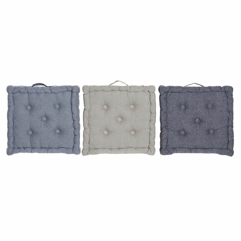 Coussin DKD Home Decor De Sol Bleu Gris Coton Blue marine (3 pcs) (38 x 38 x 8 cm)