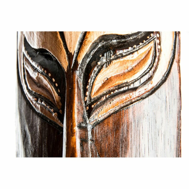 Image secondaire de Décoration murale DKD Home Decor Beige Bois Brun foncé Masque Tribal (15 x 6 x 100 cm) (4 Unités)