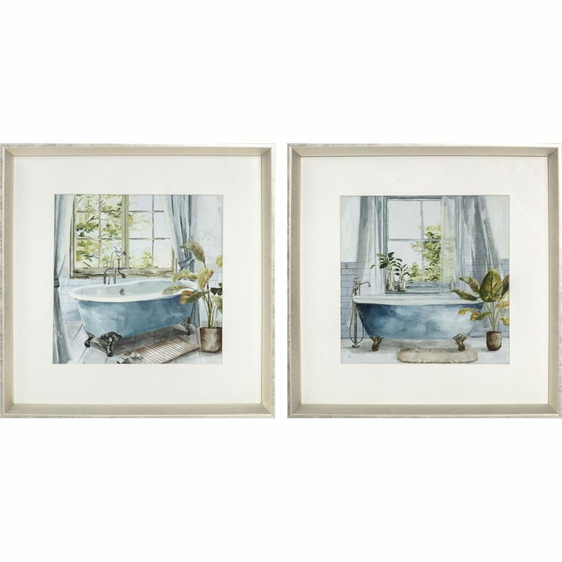 Cadre DKD Home Decor Salles de bains (2 Unités) (32 x 2,5 x 32 cm)