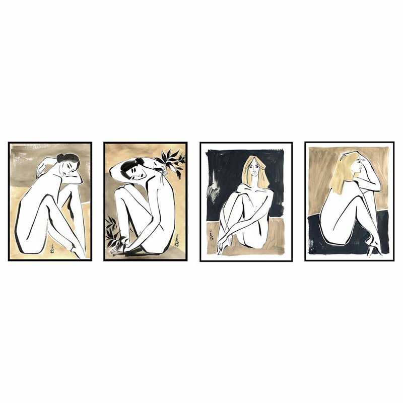 Cadre DKD Home Decor Femme Moderne (50 x 2,8 x 70 cm) (4 Unités)