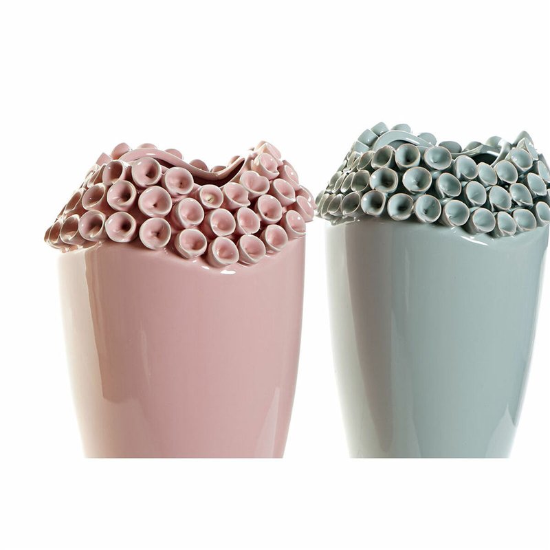 Image secondaire de Vase DKD Home Decor Rose Turquoise Grès méditerranéen (2 pcs) (19 x 19 x 33 cm)