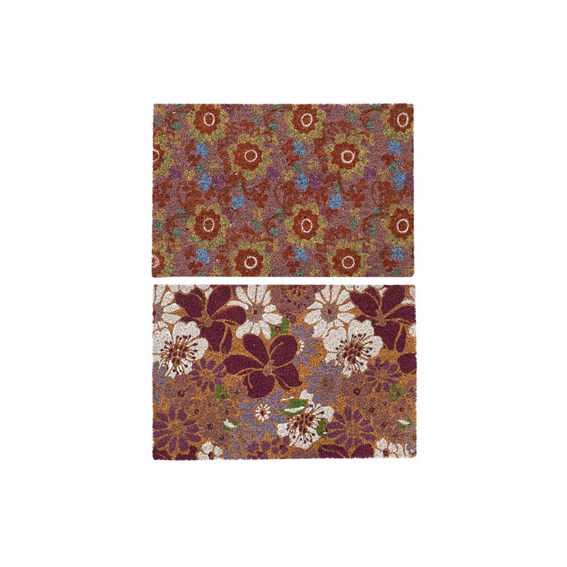 Paillasson DKD Home Decor Caoutchouc Multicouleur 2 Unités Fibres de coco (60 x 40 x 1,5 cm)