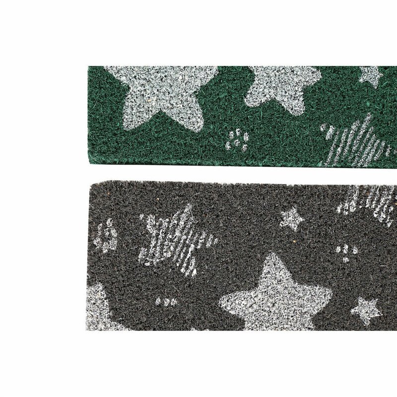 Image secondaire de Paillasson DKD Home Decor Gris Caoutchouc Etoiles Blanc Vert 2 Unités Fibres de coco (60 x 40 x 1,5 cm)