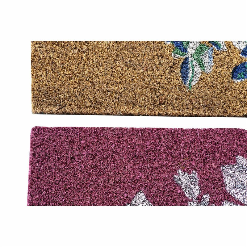 Image secondaire de Paillasson DKD Home Decor Gris Rose Marron Caoutchouc Blanc 2 Unités Fibres de coco (60 x 40 x 1,5 cm)