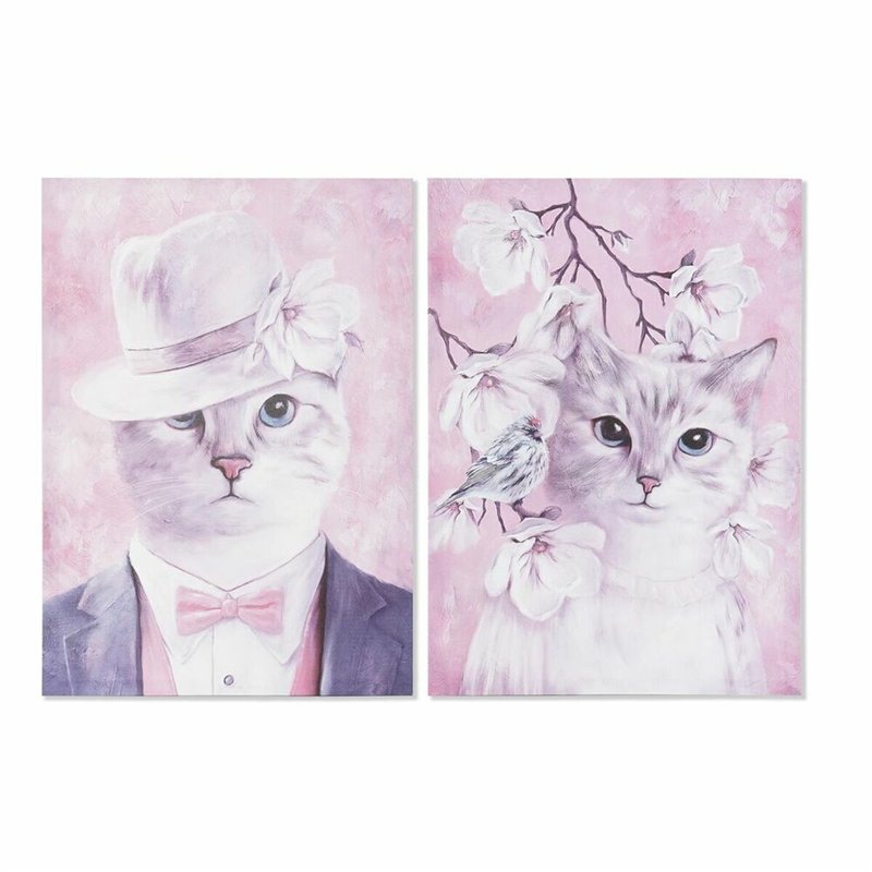 Cadre DKD Home Decor Chat (50 x 1,8 x 70 cm) (2 Unités)