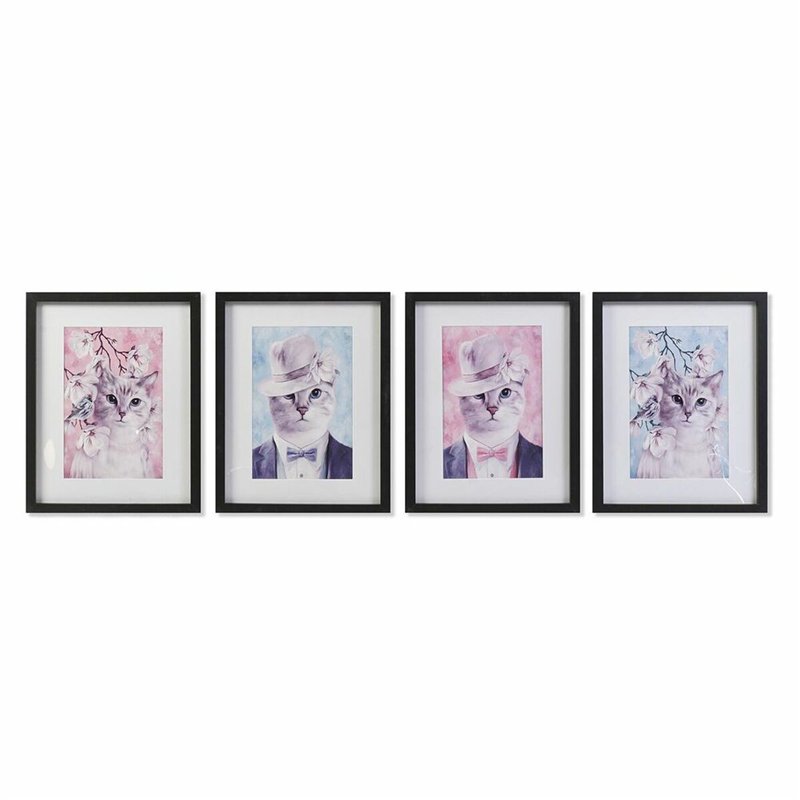 Cadre DKD Home Decor Chats (35 x 2,5 x 45 cm) (35 x 2 x 45 cm) (4 Unités)